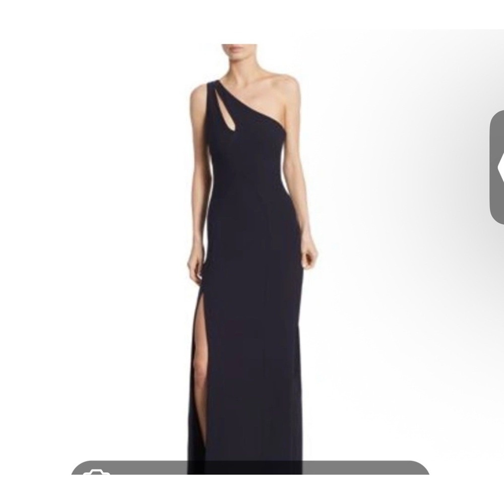 CINQ A SEPT GIANNA‎ JOLIE ONE-SHOULDER CUTOUT / SLIT GOWN IN NAVY Size 0
